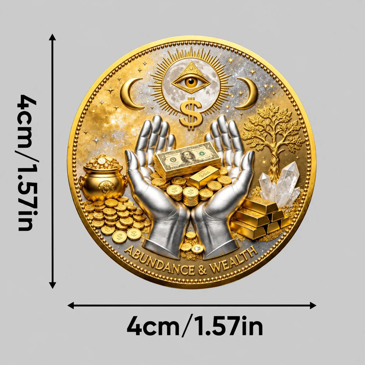 💰3D Wealth Coin – Gold-Tone Prosperity Symbol with Double-Sided Relief