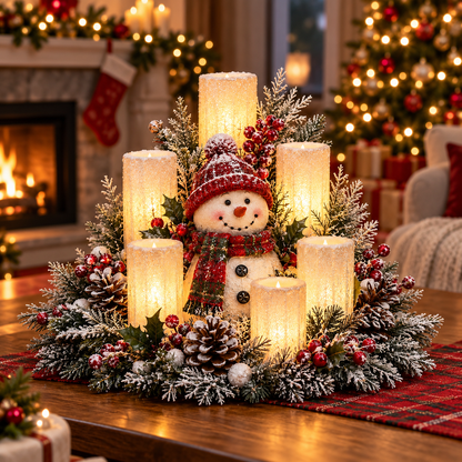 🎁 Christmas Lighted Centerpiece with Flameless Candle Glow