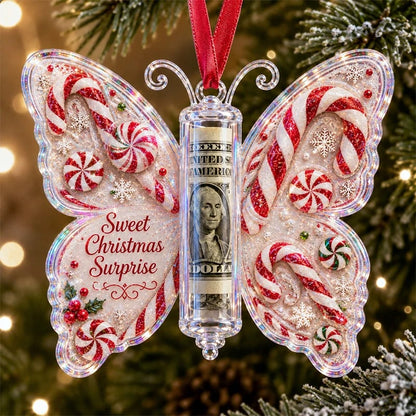 🦋💵 Embossed Butterfly Christmas Cash Gift Ornament – Holiday Money Holder Keepsake 🎄✨