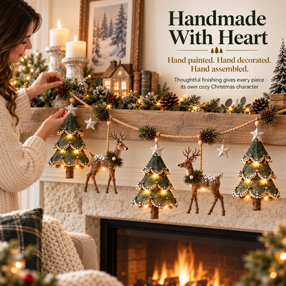 🦌 Lighted Woodland Christmas Garland