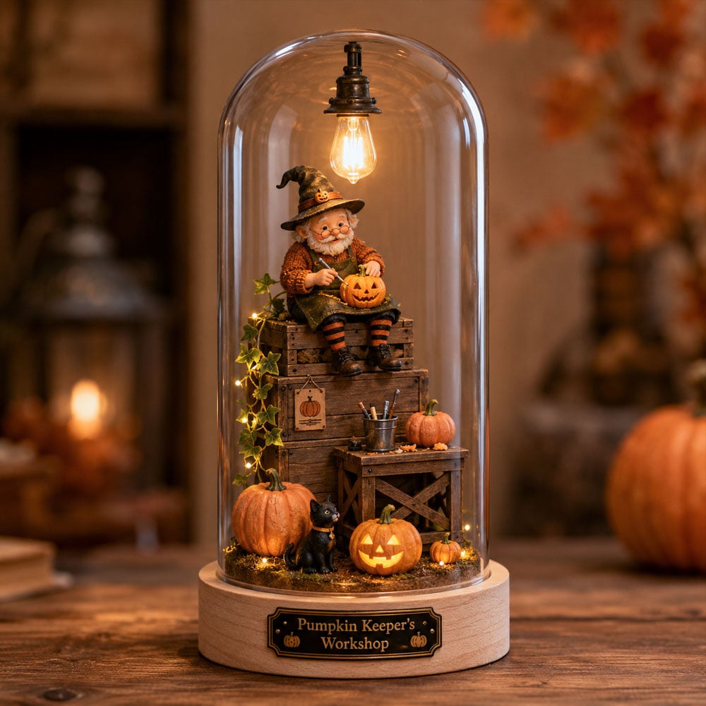 ⏳ Last Day 49% OFF – Halloween Glass Dome Miniature Scene Ambient Lamp