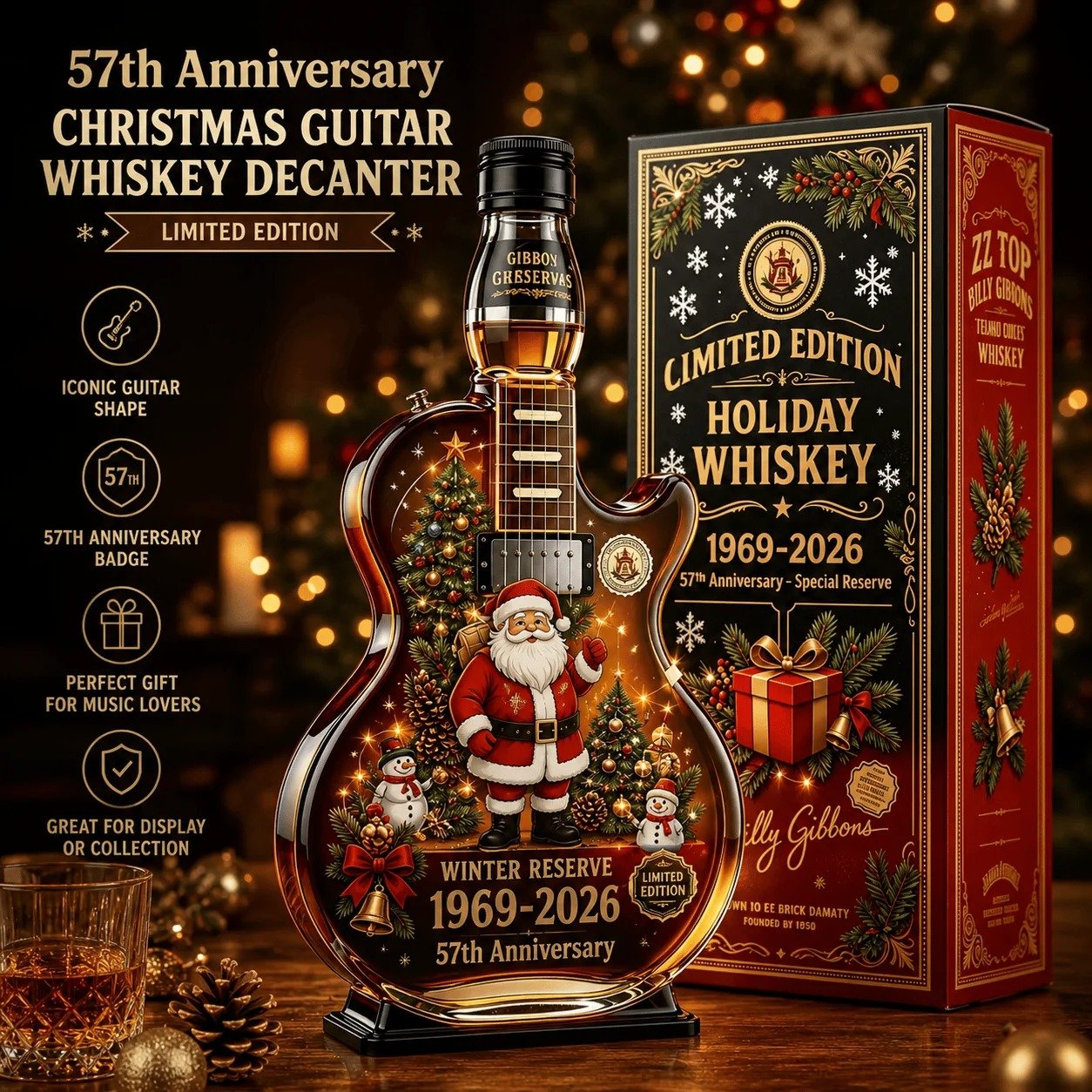 Rockin’ Christmas Guitar Collector Display – 1969‑2026 Anniversary Edition