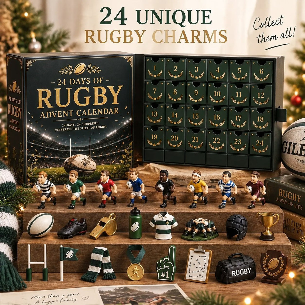 🏉 Rugby Advent Calendar – 24 Unique Rugby‑Themed Acrylic Charms