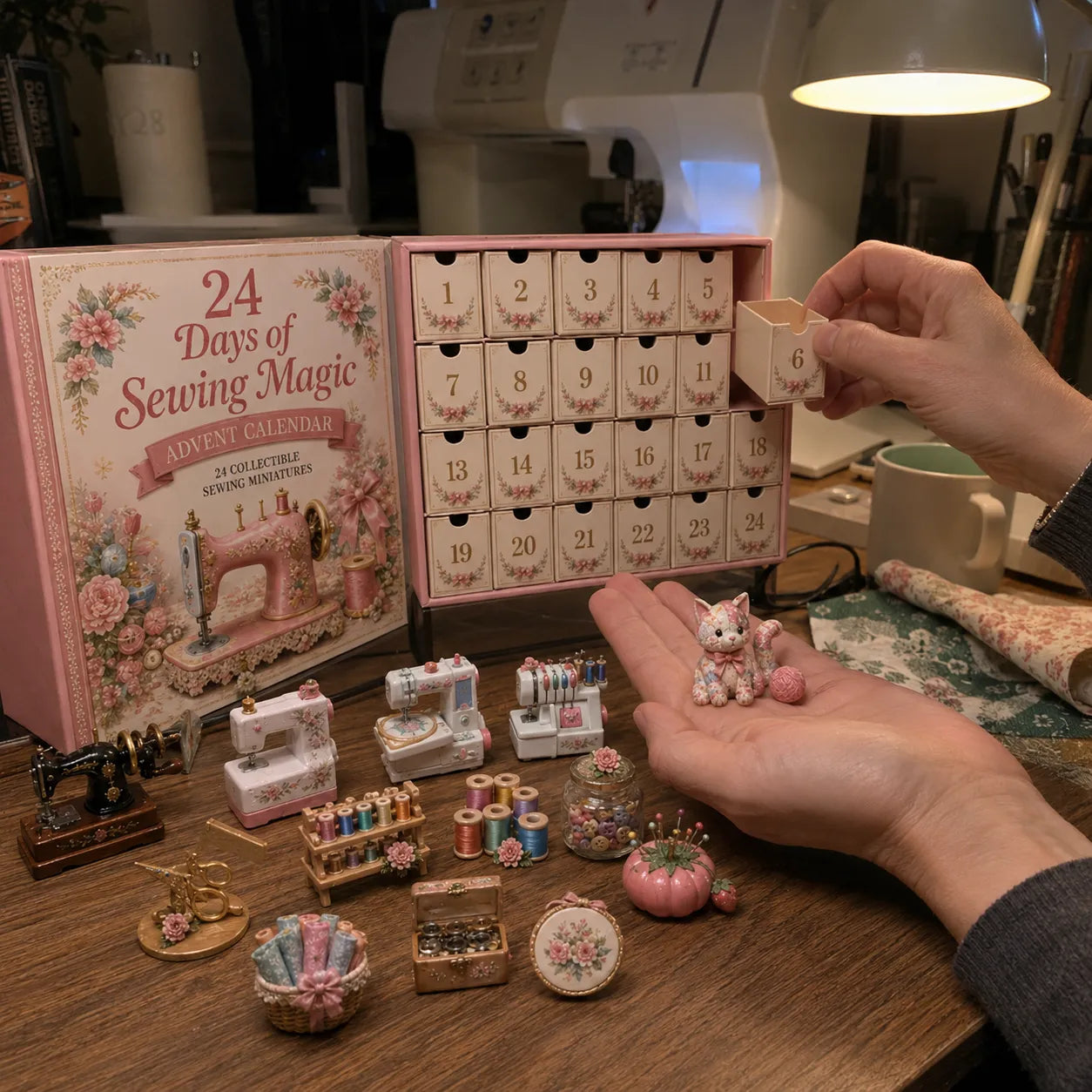 🧵24 Days Of Sewing Magic Advent Calendar | 24 Sewing-Inspired Miniatures for Craft Lovers, Quilters & Handmade Enthusiasts 🎁