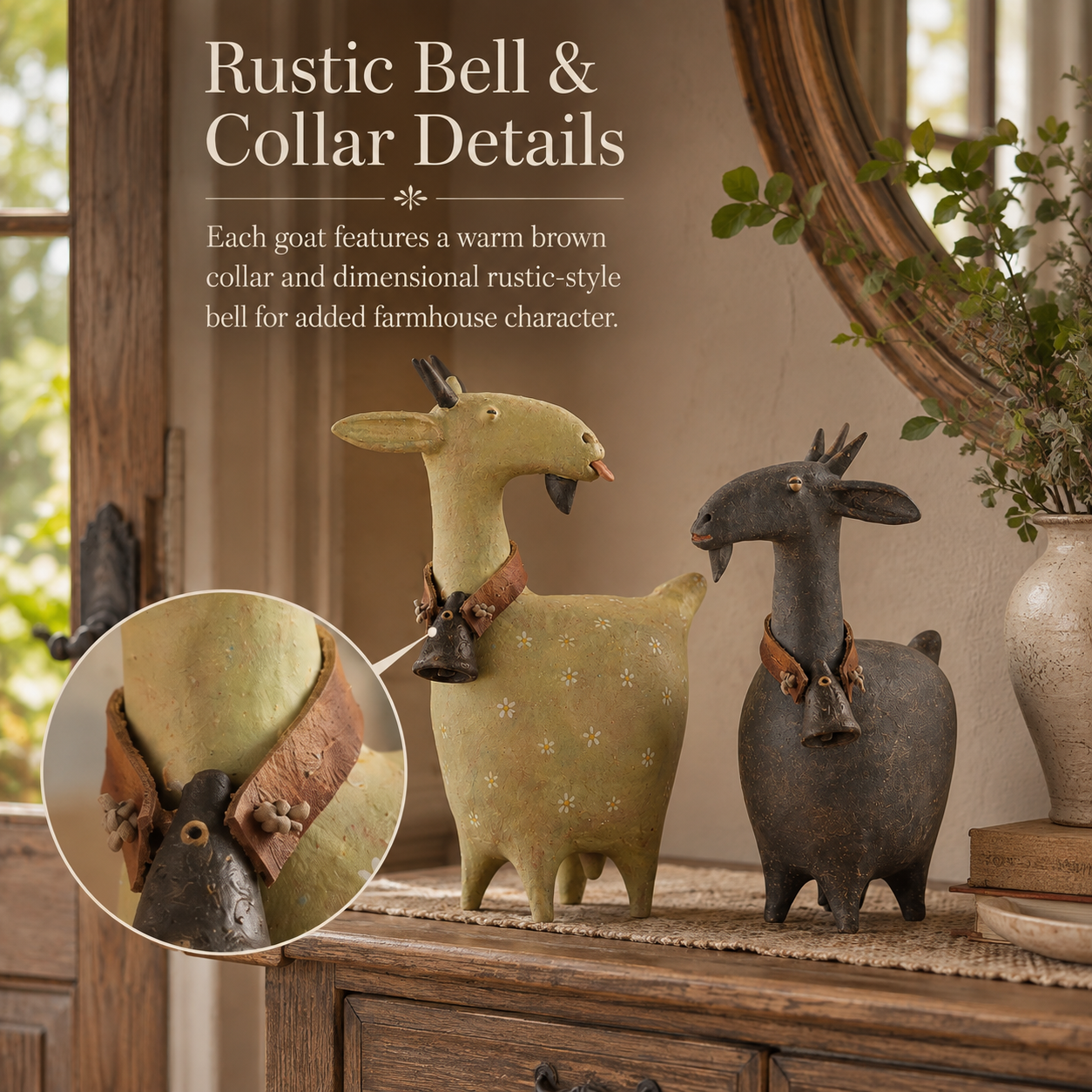 Whimsical Farmhouse Goat Figurines Set of 2