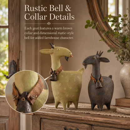 Whimsical Farmhouse Goat Figurines Set of 2