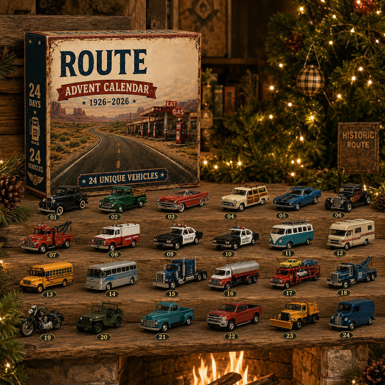 ✨ Route 66 Centennial Advent Calendar – 24 Days of American Road Legends | 1926–2026 Collector’s Edition