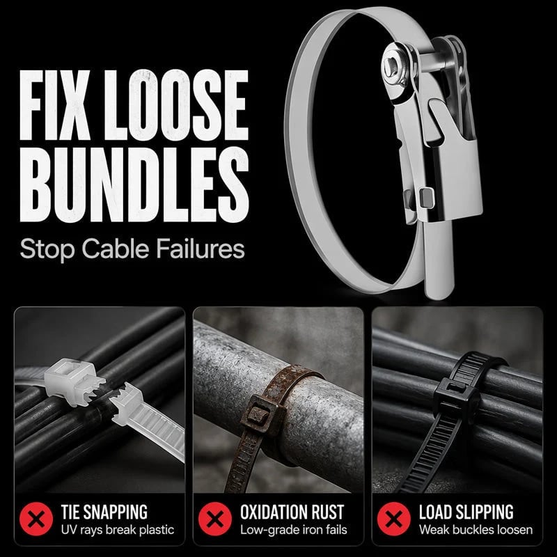 🔥LAST DAY 49% OFF - 🛠️Heavy Duty Stainless Steel Cable Tie with Flip Lock Buckle