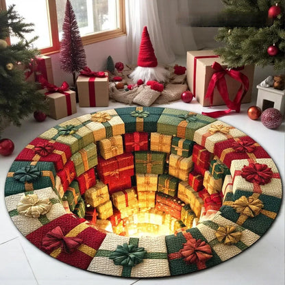 🎄3D-Weihnachtswichtel-Teppich mit optischer Täuschung | Lustige, festliche Must-have-Wohndeko⭐🏠🎁