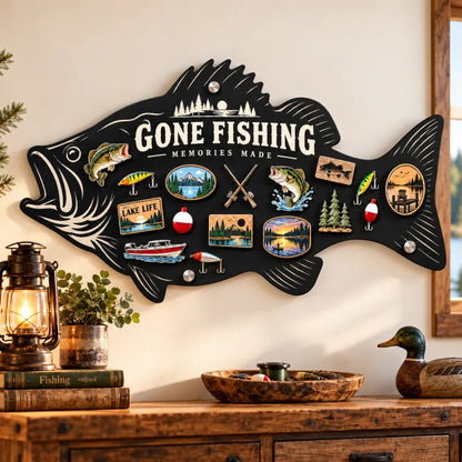 Bass-Shaped Magnetic Fishing Display Board