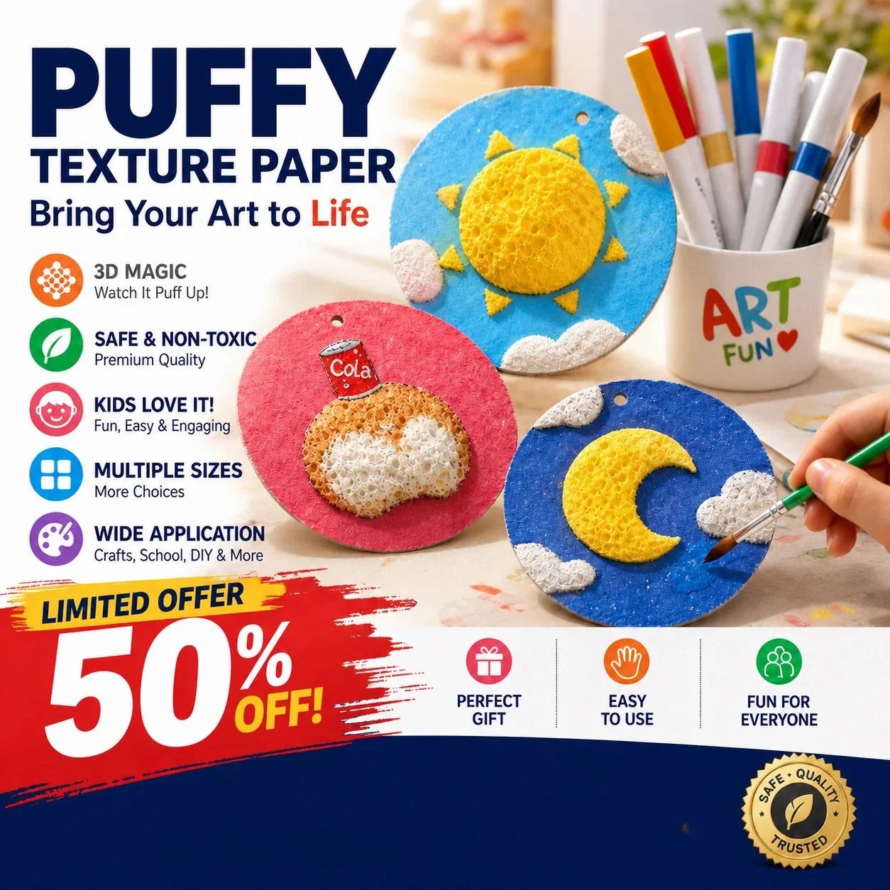 🎨✨ 3D Texture Art Painting Sheets – Creative DIY Surface for Fun Raised Effects