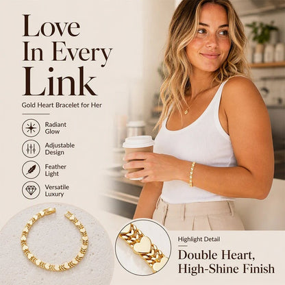 💛49% OFF! ✨Women’s Elegant Heart Link Bracelet – Delicate Charm, Timeless Design & Comfortable Fit 💝