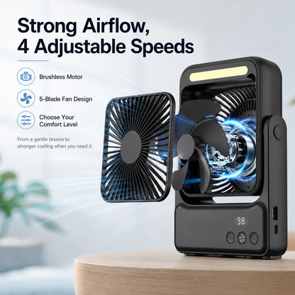 ⚡50% OFF TODAY🧲Rechargeable Magnetic Portable Fan With Light 🧊& Remote Control