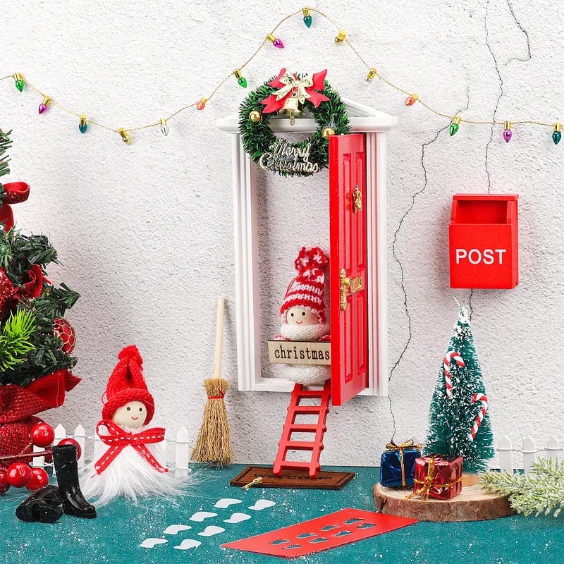 🎅 Magical Christmas Door Decoration – Create A Whimsical Holiday Wonderland At Home✨22 Pcs Red Foam Fairy Door Kit