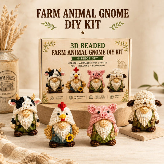 🔥Last Day 70% OFF❤️3D Beaded Farm Animal Gnome DIY Kit