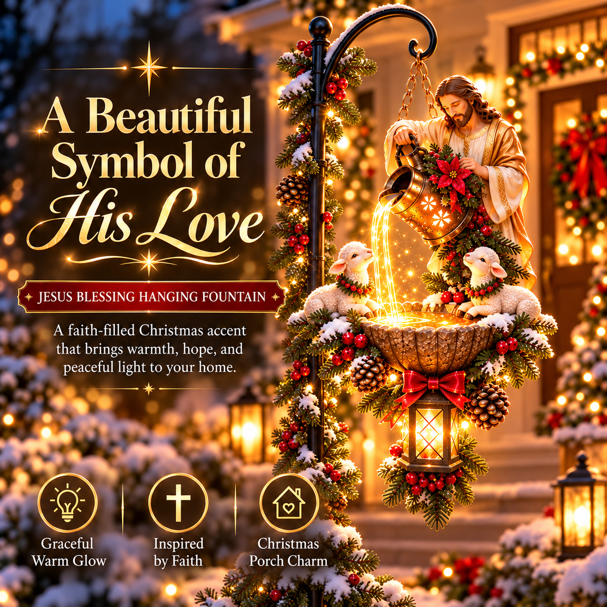 Jesus blessing hanging fountain outdoor display ideas