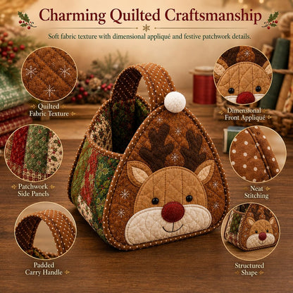 🎄🧺 Cozy Christmas Quilted Basket – DIY Sewing Project or Ready-Made Holiday Storage