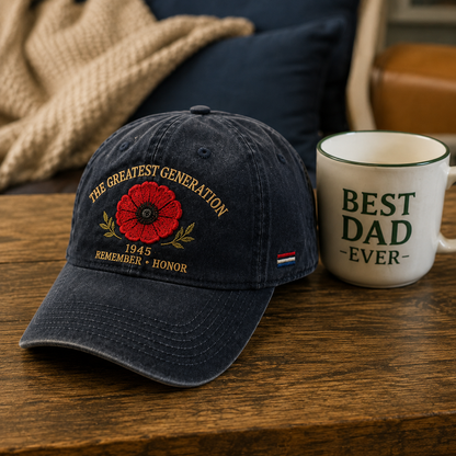 The Greatest Generation 1945 Memorial Poppy Cap – Remember & Honor