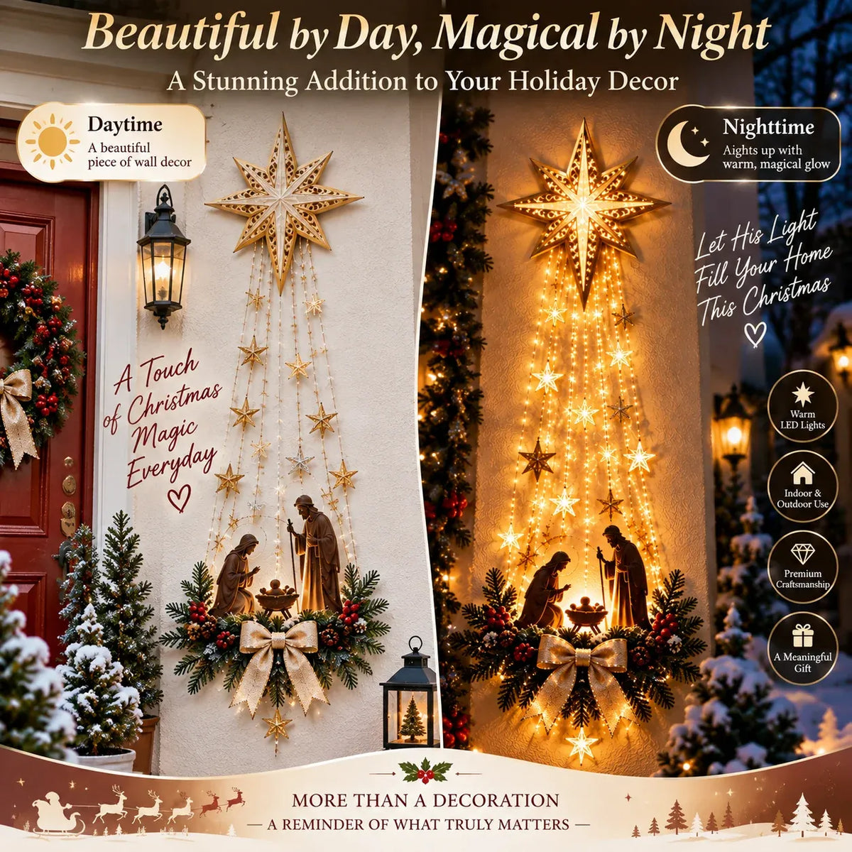 ✝️ Bethlehem Star of Faith™ – Lighted Nativity Wall Decor
