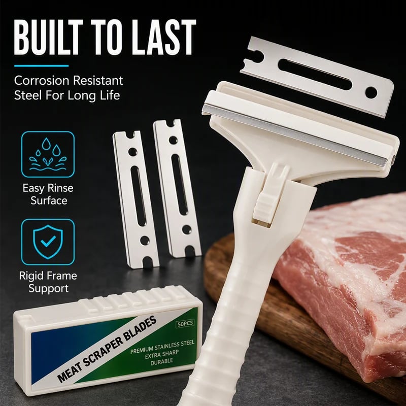 🥩🔥Stainless Steel Meat Scraper – Easy Fat & Fascia Removal Tool for Beef & Pork 🔪✨