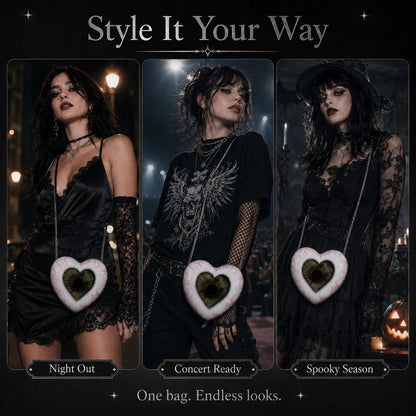 Gothic Heart Eye Crossbody Bag – Chain Statement Purse