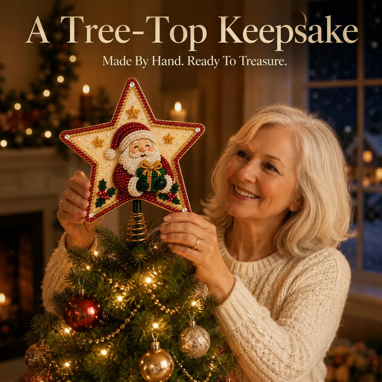 🔥Last Day 49% OFF - 🎄🎅Pearl Diamond Art Christmas Tree Topper Kit
