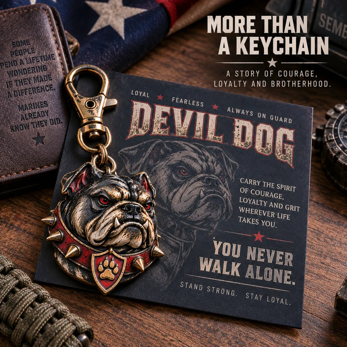 🐶🔥 Rugged Bulldog Guardian Keychain – 3D Metal Dog Keepsake for Keys & Gear