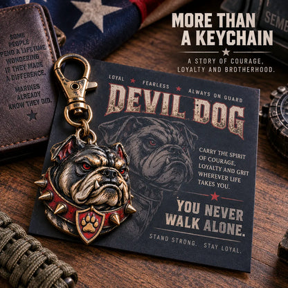🐶🔥 Rugged Bulldog Guardian Keychain – 3D Metal Dog Keepsake for Keys & Gear