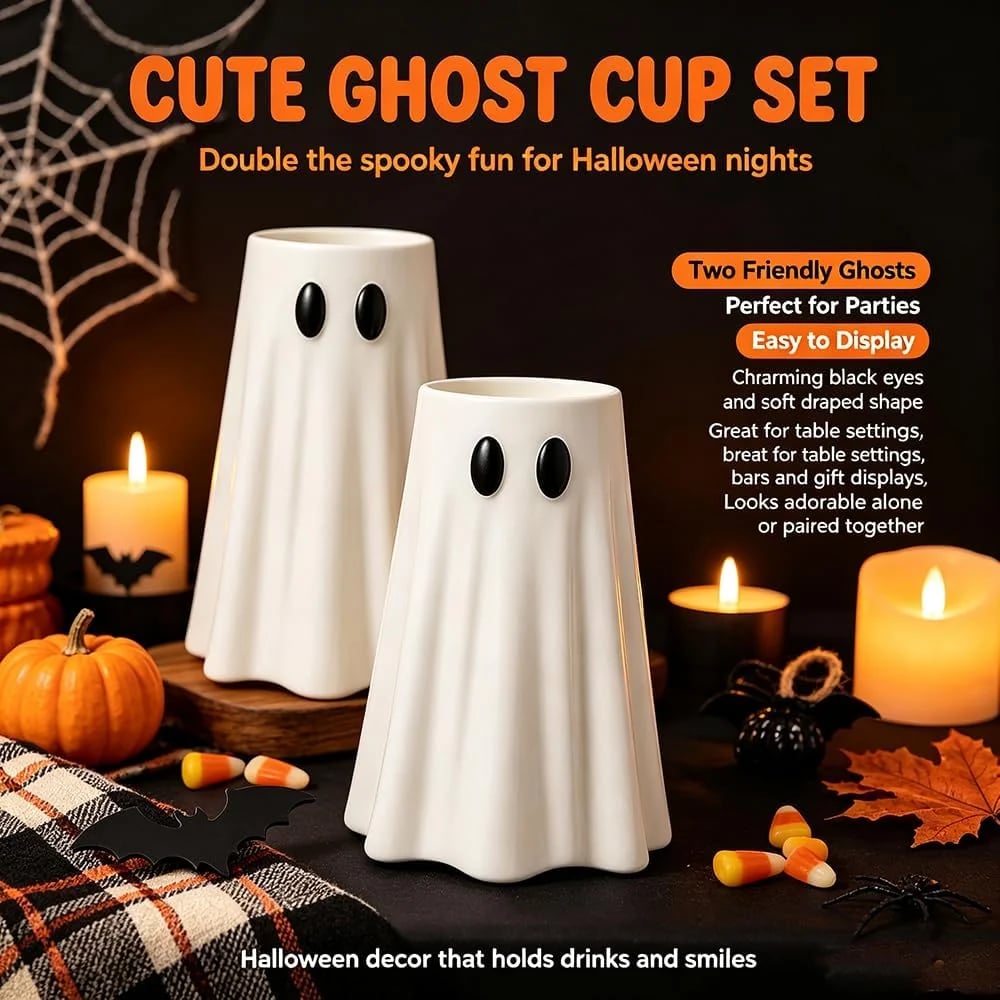 👻🧙 Spooky Witch-Hat Ghost Tumbler