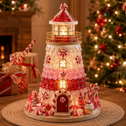 🎄Beginner-Friendly DIY Lighted Christmas Character Sea Glass-Style Lighthouse Kit Collection | Complete Kit with Sea Glass-Style Pieces, LED Lights & Step-by-Step Guide Included 💕