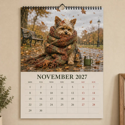 2027 Funny Yorkshire Terrier Wall Calendar | A4 Hanging Calendar