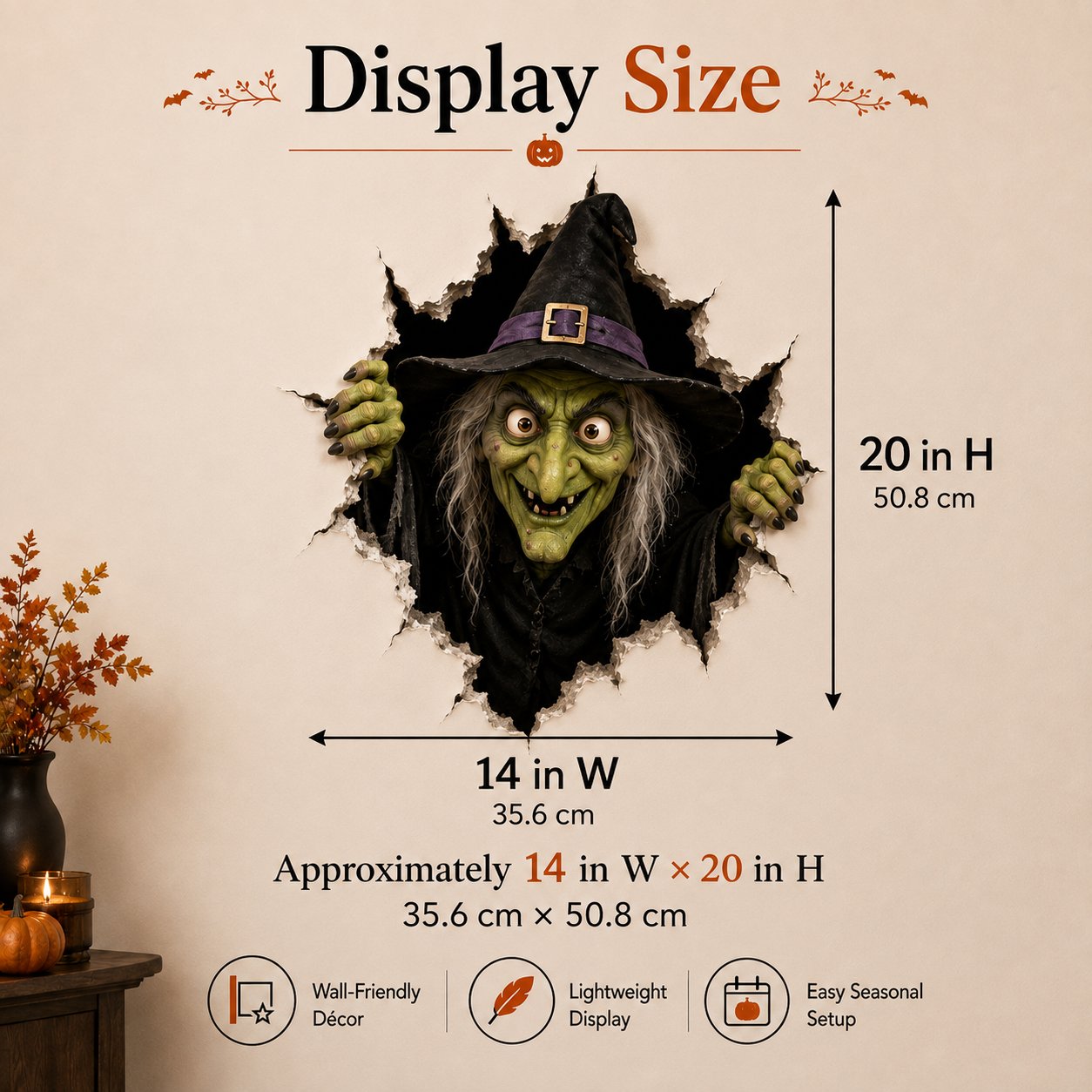 Halloween Witch Break-In 3D Wall Decal