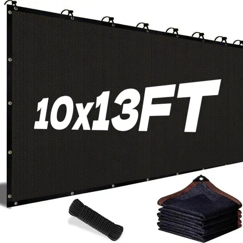 💥90% Blackout Cloth (Black) - 10 x 13ft UV-Resistant Shade Net with Reinforced Rivets