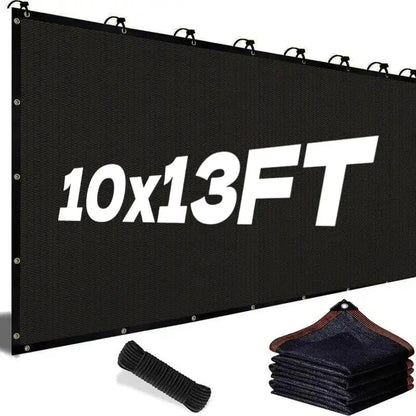 💥90% Blackout Cloth (Black) - 10 x 13ft UV-Resistant Shade Net with Reinforced Rivets