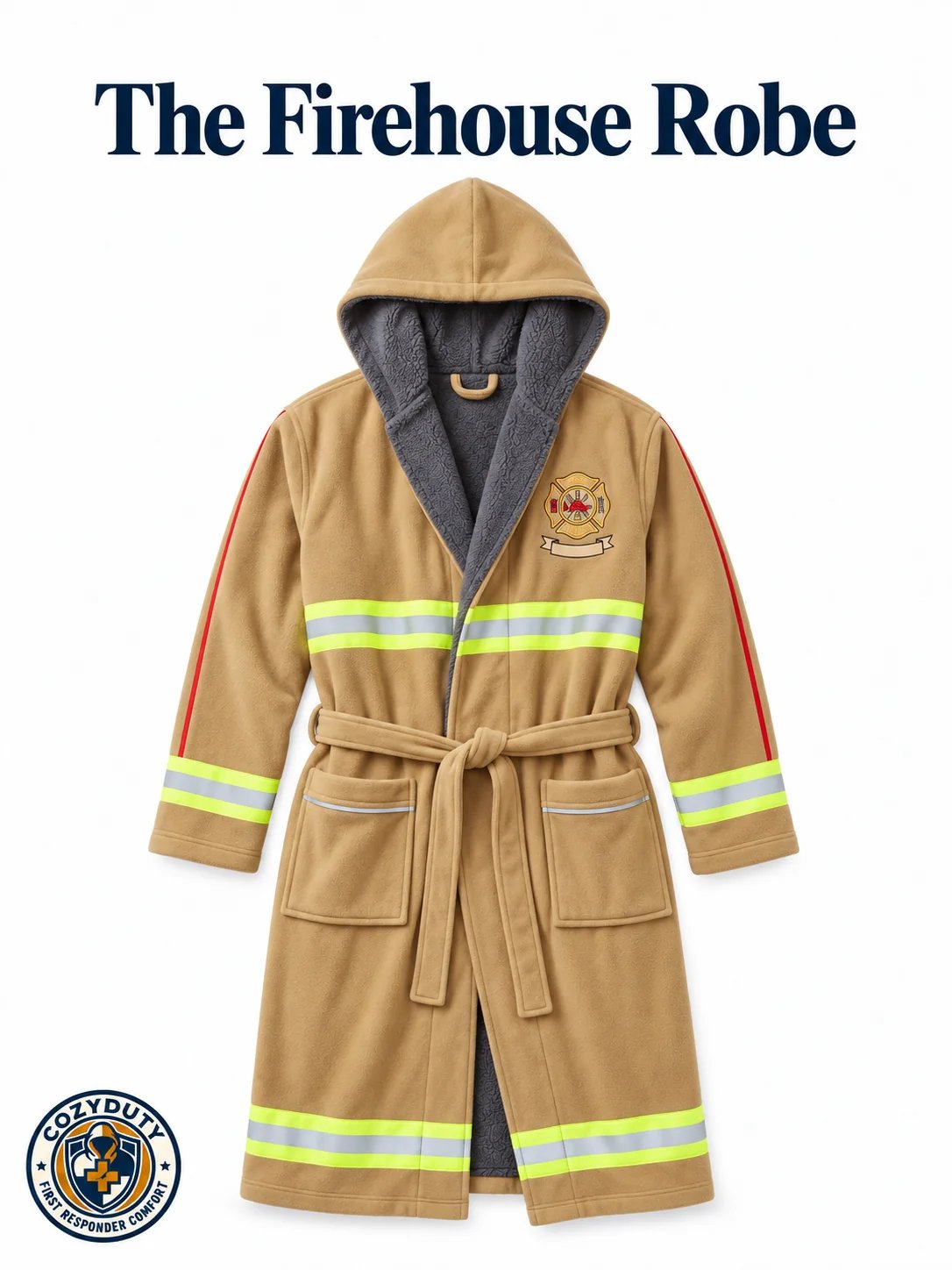 The Night Shift Robe | Reflective Stripe Hooded Fleece Robe, Perfect First Responder Hero Gift