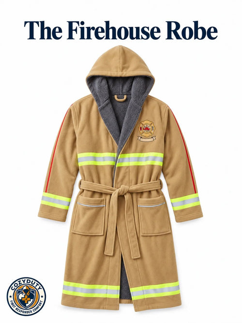 The Night Shift Robe | Reflective Stripe Hooded Fleece Robe, Perfect First Responder Hero Gift
