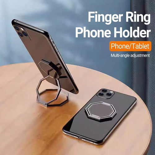 Octagonal Foldable Metal Phone Ring Stand | Magnetic Car Mount Compatible