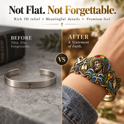 ✝️🙏 Walk by Faith Scripture Cuff – Vintage-Inspired Christian Bracelet with a Meaningful Message