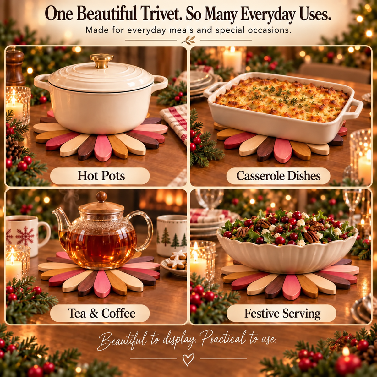🧚 Fairy Bloom Trivet – Foldable Fairy Decor & Heat-Resistant Table Protector