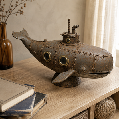 Vintage Mechanical Whale Sculpture