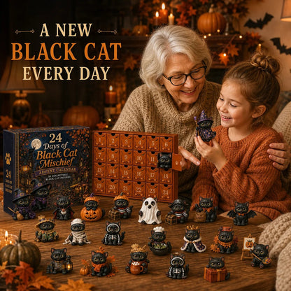 🐈‍⬛ 24 Days Of Black Cat Mischief Advent Calendar | 24 Unique Halloween Cat Collectibles with Witch, Vampire, Ghost, Pumpkin & More 🎃