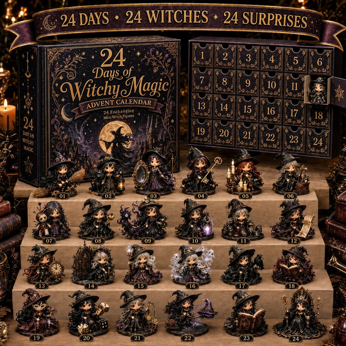 🧙‍♀️ LAST DAY 49% OFF – 24 Days Of Witchy Surprises Advent Calendar | 24 Unique Collectible Witches with Magical Themes, Mini Figures & Fantasy Display Collection ✨