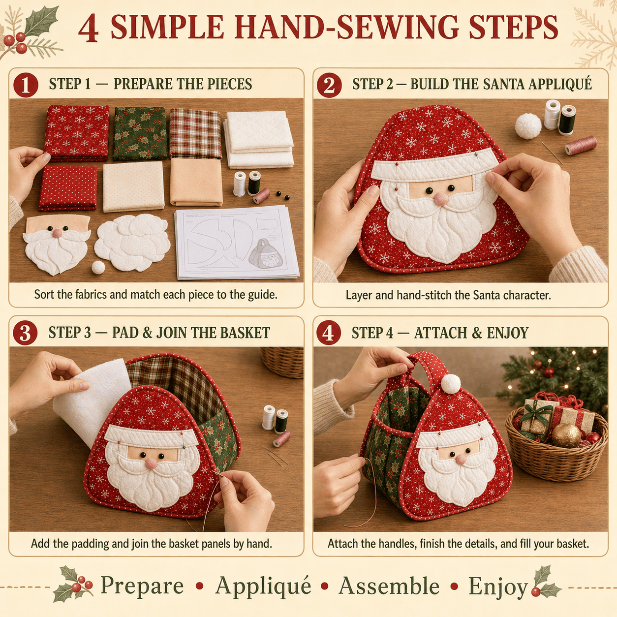 🎄🧺 Cozy Christmas Quilted Basket – DIY Sewing Project or Ready-Made Holiday Storage