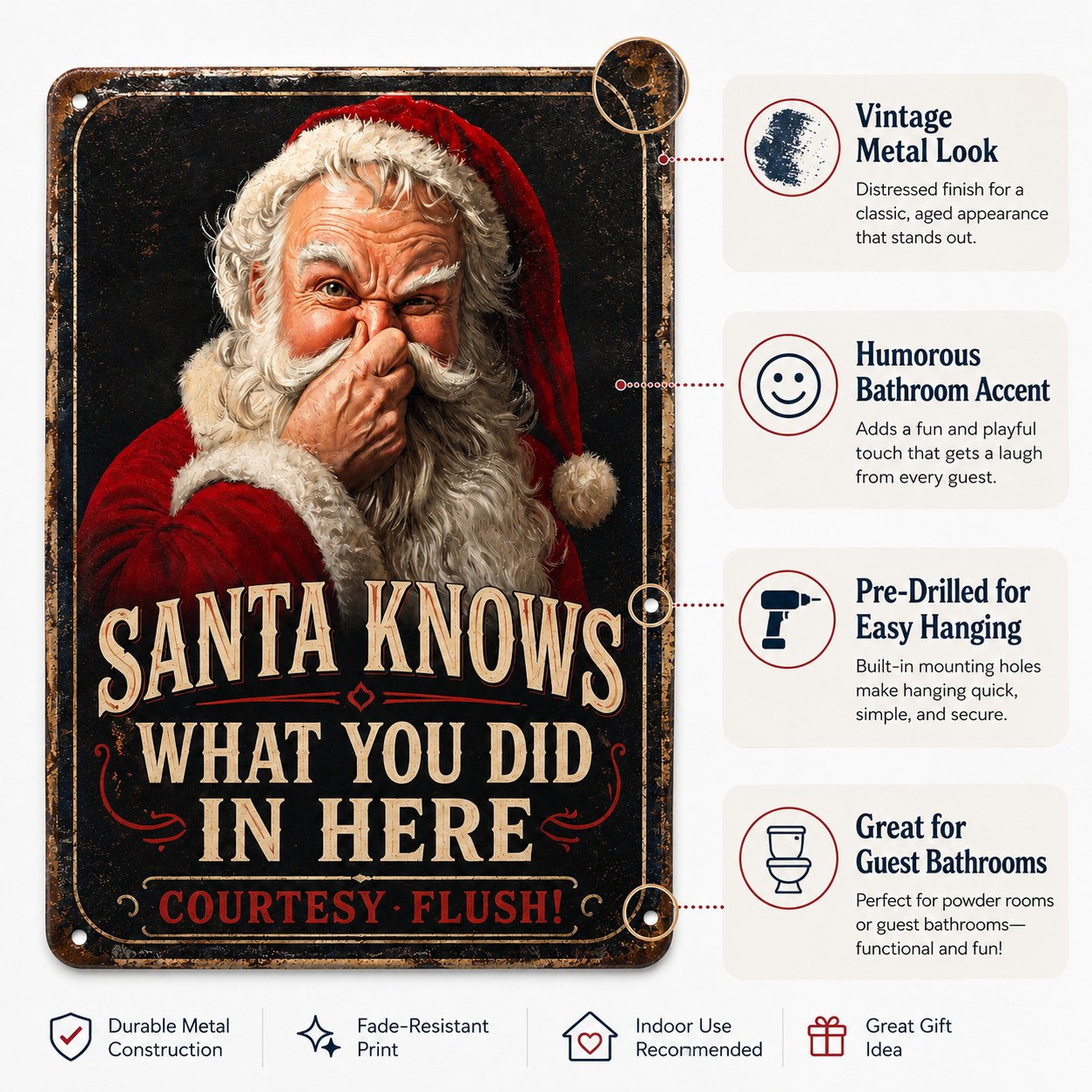 🎅🚽Santa Knows Funny Bathroom Sign