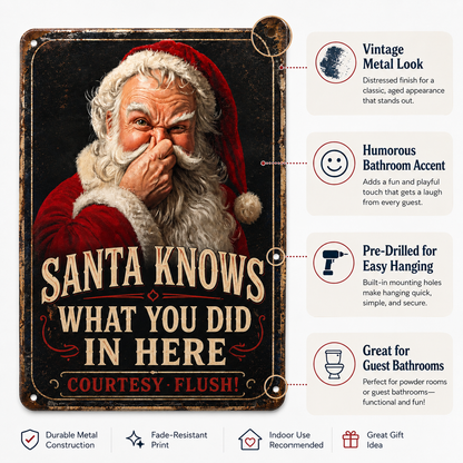 🎅🚽Santa Knows Funny Bathroom Sign