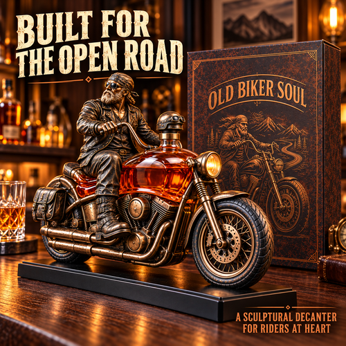 Old Biker Soul Motorcycle Whiskey Decanter