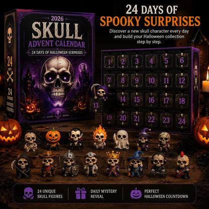 2026 Skull Halloween Advent Calendar | 24 Unique Collectible Skull Characters with Vampire, Pirate, Wizard & Monster Designs 🎃