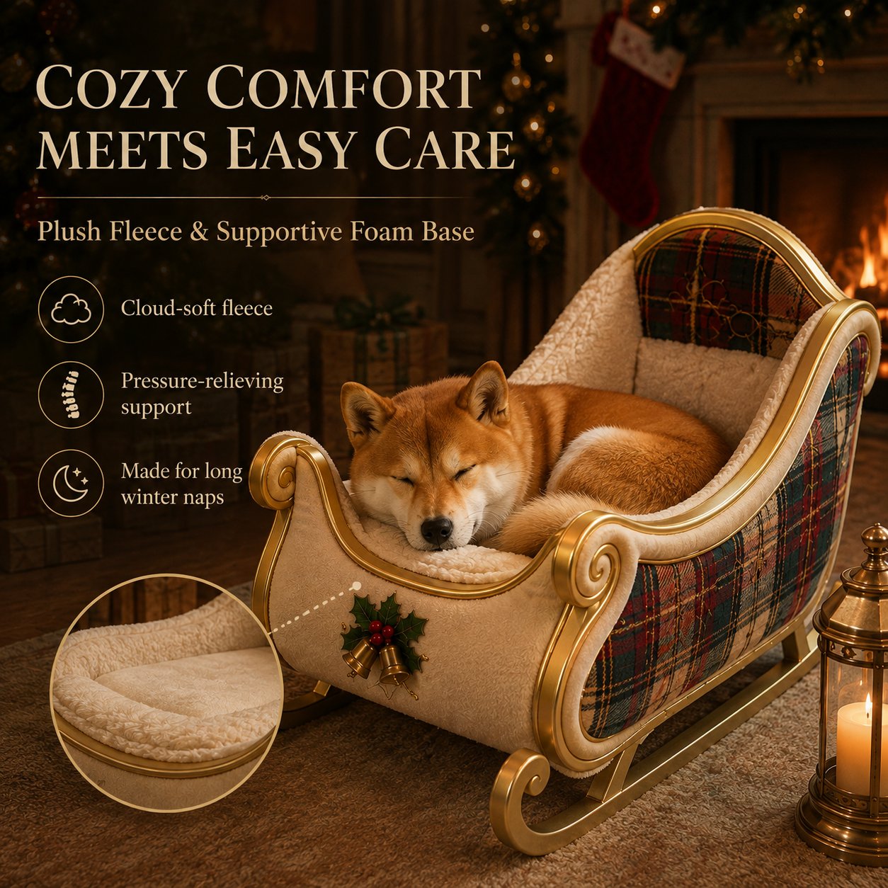 🎄 Santa Paws Christmas Dog Beds – Cozy Festive Sleigh & Holiday Pet Beds