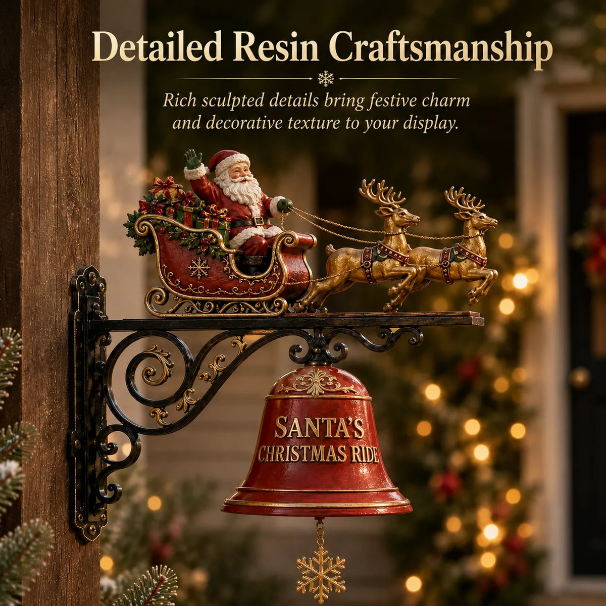 🎅🎄Santa Sleigh with Reindeer & Bell | 3D Christmas Outdoor Decoration