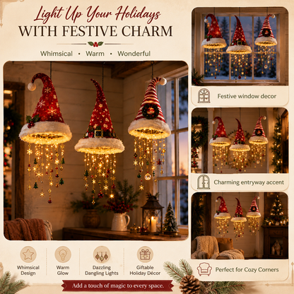 🎅 Lighted Santa Hat Hanging Chandelier 🎄